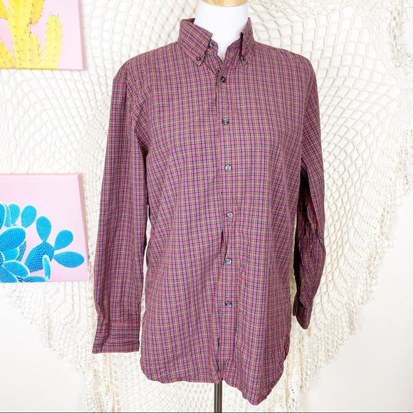 J. Crew Other - J. Crew cotton plaid red button down top medium